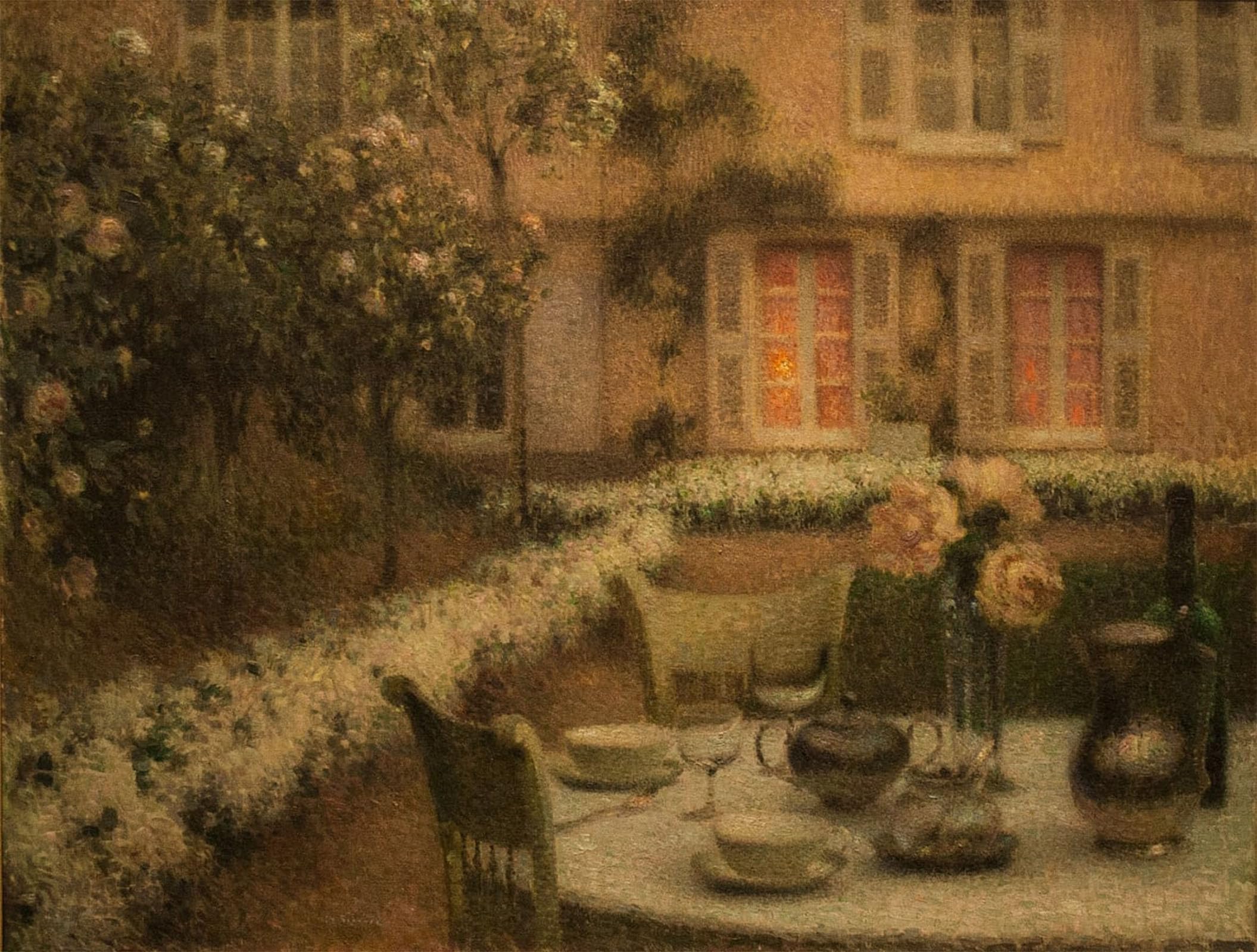 ARTXLXXBN Famous Art Print Poster Vintage Wall Art The table in the white garden At Gerberoynfrancais by Henri Eugene Augustin Le Sidaner Canvas Art Poster for Home Decor 60x90cm