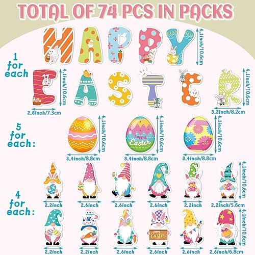 Miniatura 3 de 74 piezas de decoración de tablero de anuncios de Pascua con 100 puntos de pegamento kit de póster de puerta de Pascua decoración de tablero de