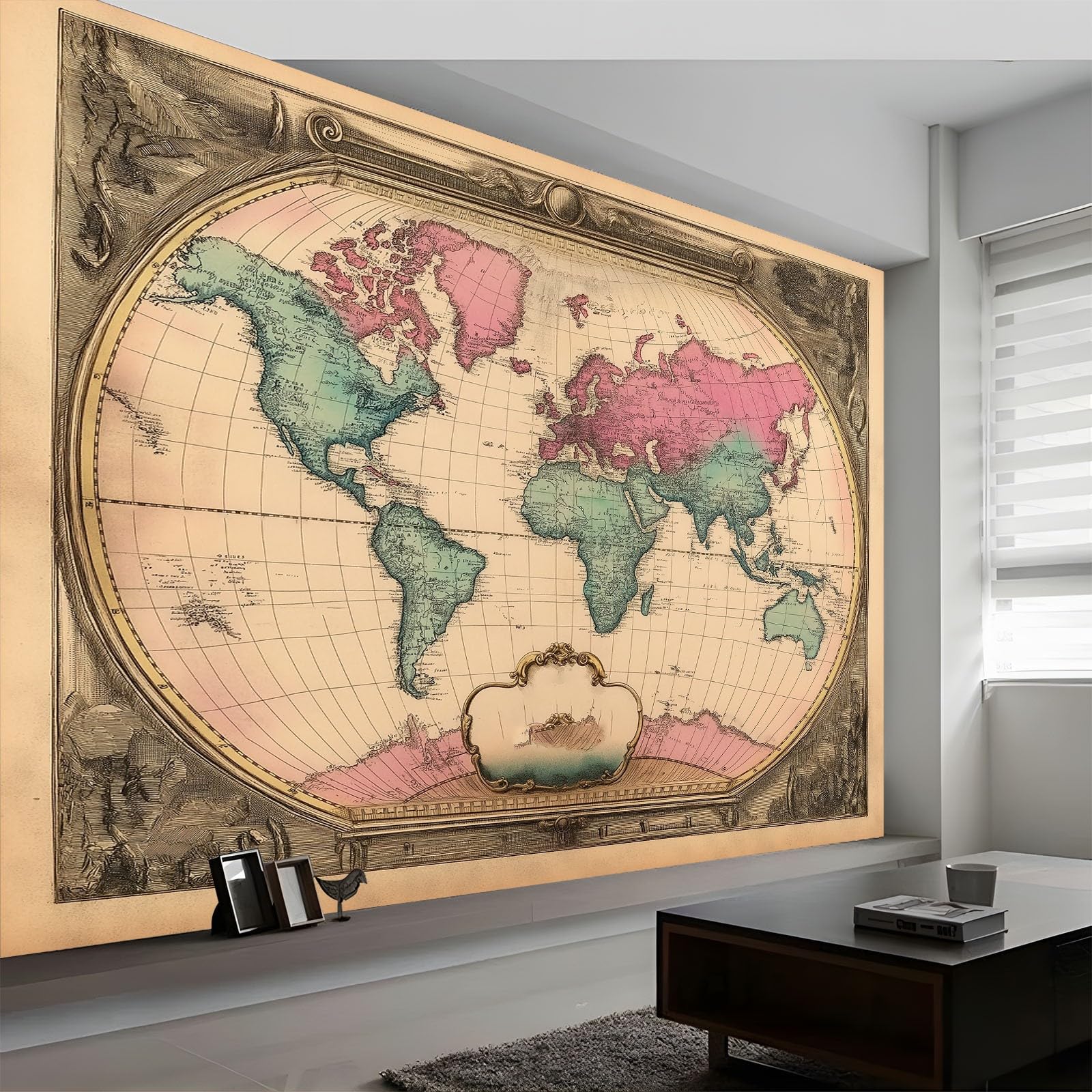 Generic Tapeta ścienna, mapa świata, stara akwarela, fototapeta, ciemnobrązowa, 250 x 175 cm (szer. x wys.), dekoracja ścienna, tapeta do salonu, sypialni
