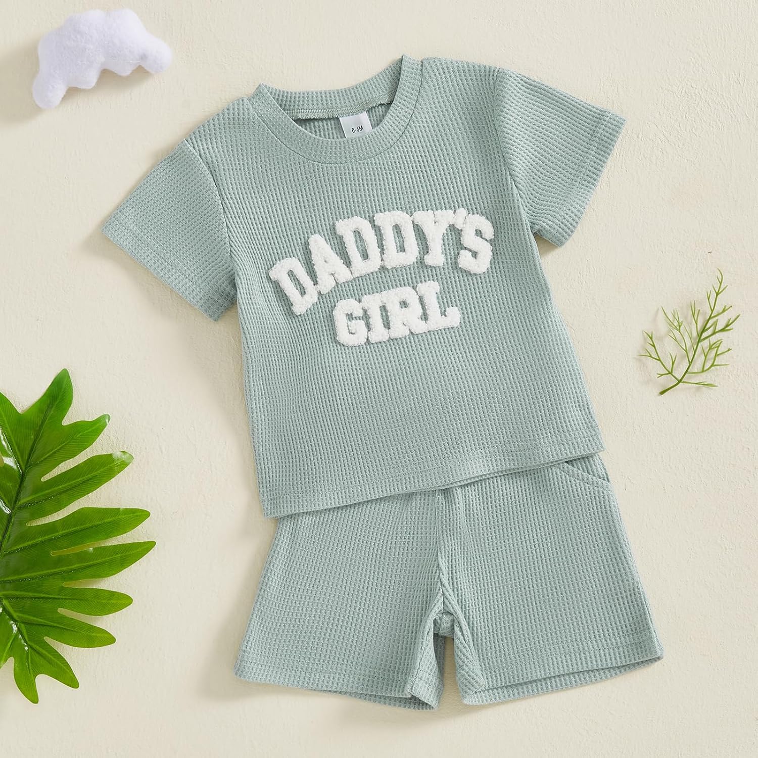 Daddys Girl Baby Clothes Summer Waffle Knit Letter Short Sleeve Shirt Shorts Toddler Girls Fathers Day Outfits - Image 3