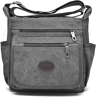 Qflmy Vintage Retro Canvas Messenger Bag Crossbody Shoulder Bag (Grey) - coolthings.us