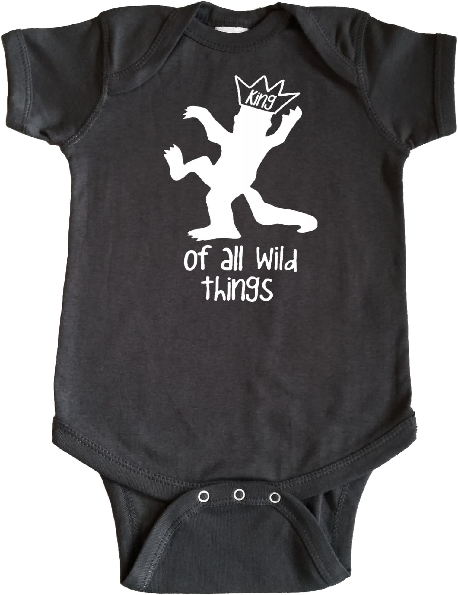 King of all Wild Things Baby Bodysuit White Vinyl (6 months, Charcoal gray)