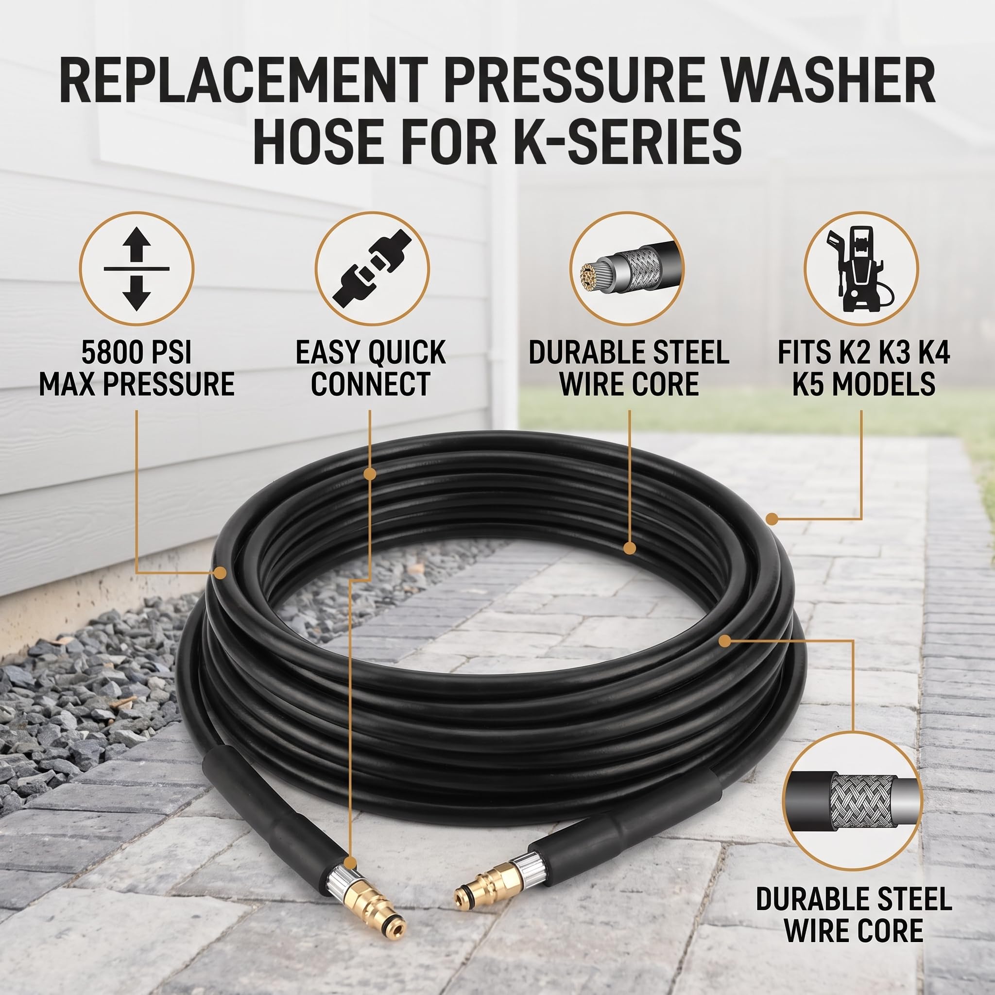 Manguera de repuesto para lavadora eléctrica, manguera de limpieza de agua de alta presión, manguera de limpieza de coche, ajuste para Karcher K2 K3 K4 K5 (6 metros)