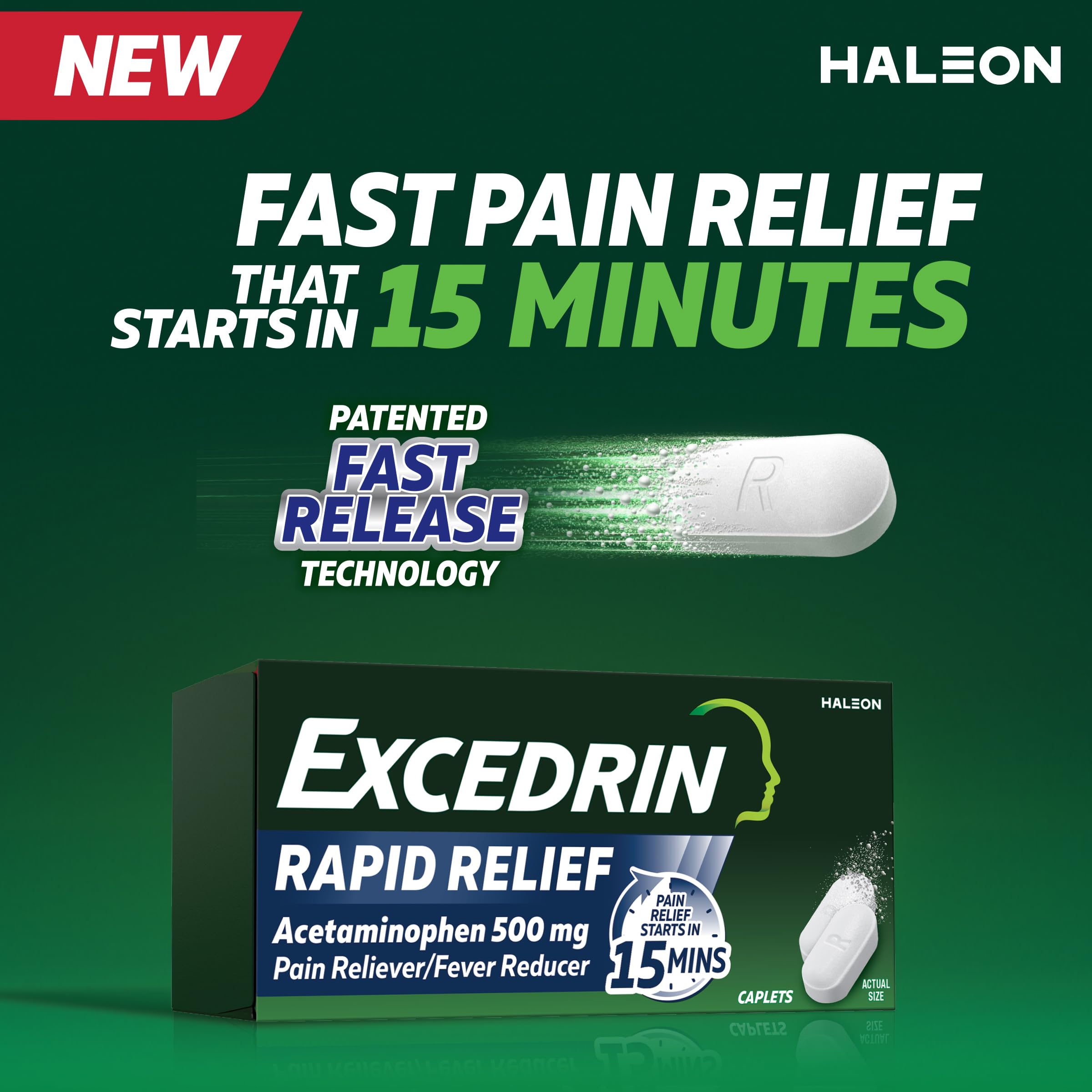 Excedrin Rapid Relief Caplets, 500mg Acetaminophen, 160 Count​ — Amazon image 2