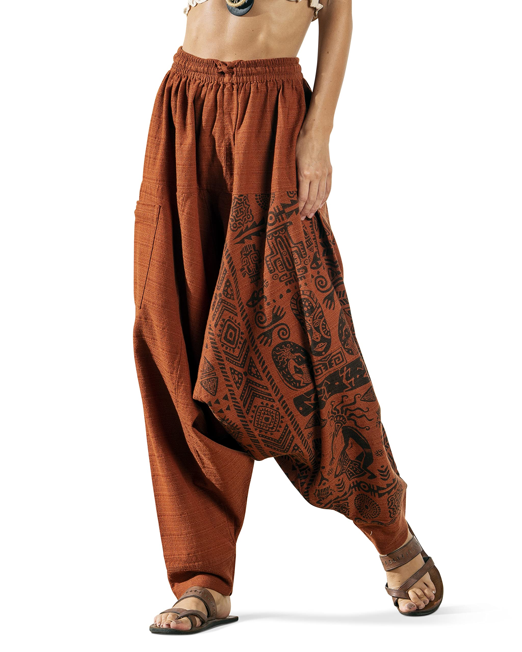 The Veshti Company Women's Printed Harem Pants - Boho Yoga Baggy Pants with Elastic Waist & Drawstring, Hippie Lounge Pants