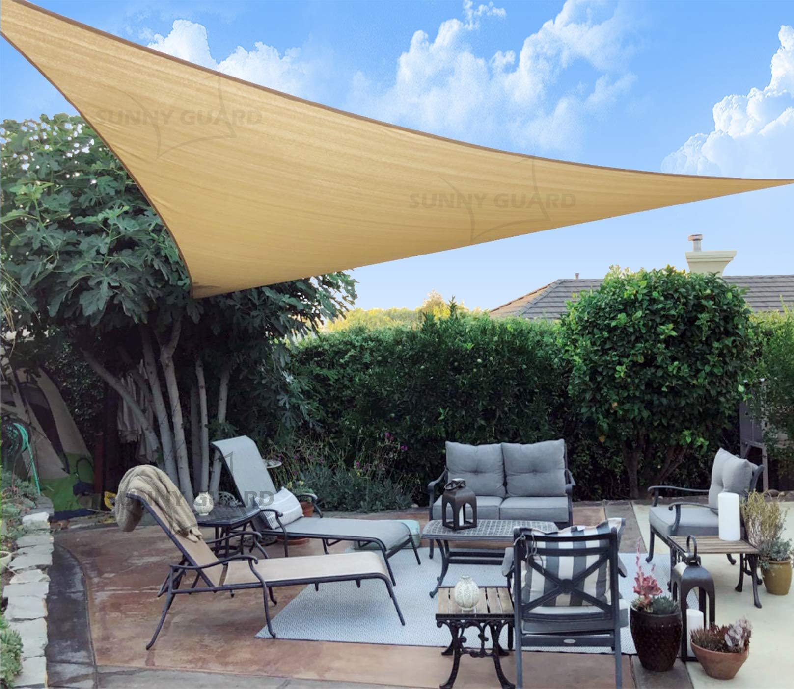 SUNNY GUARDSun Shade Sail 10'X10'X13' Triangle Sand UV Block Sunshade for Backyard Yard Deck Patio Garden Outdoor Activities and Facility(We Make Custom Size)