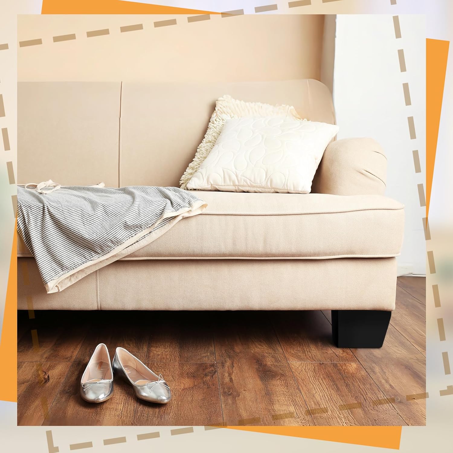 4 Pack Wooden Furniture Legs Chair Couch Feet Replacement 2.5 x 5 Inches Triangle Corner Sofa Legs Replacement with Screws for Couch Chair Ottoman