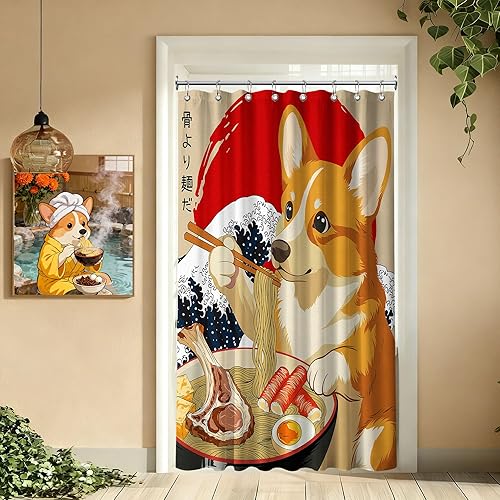 Miniatura 31 de Divertida cortina de ducha con diseño de gato japonés para juegos de decoración de baño, tela de tela impermeable con ganchos, 70 x 72 pulgadas