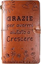 GEBETTER Italienisch Geschenk für Lehrer Erzieherin A6 Kunstleder Tagebuch „DANKE, dass du uns beim WACHSEN geholfen hast“ Abschiedsgeschenk Notizbuch Vintage Reise Journal für Professor Lehrerin