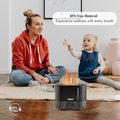 Miniatura 6 de ZMARKRAFT Humidificador grande de 3 litros con efecto especial de luz de llama, humidificador ultrasónico silencioso, llenado superior y nivel de