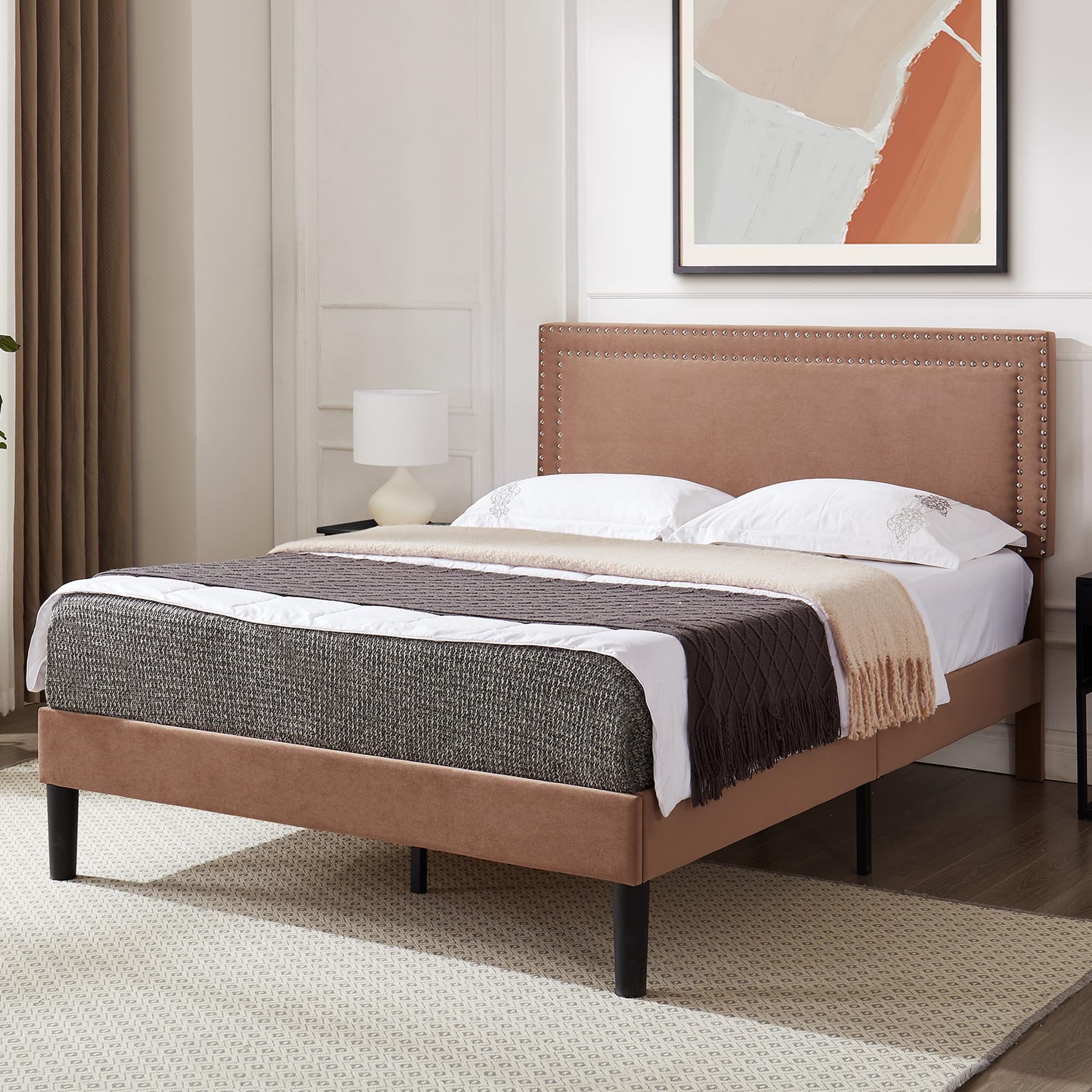 Snapklik.com : VECELO Bed Frame Queen Size