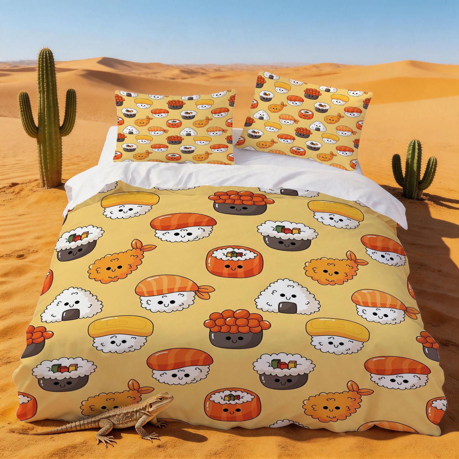 Parure de lit 200 x 200 sushi japonais pour une ambiance pop et cocooning en chambre