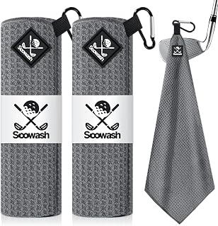 Magnetic Golf Towel 2-Pack, 18x18 Inch Microfiber Waffle Design with Strong Magnet - Golf Towels for Golf Bags/Carts, Quick-Dry & Ultra Absorbent(Grey)