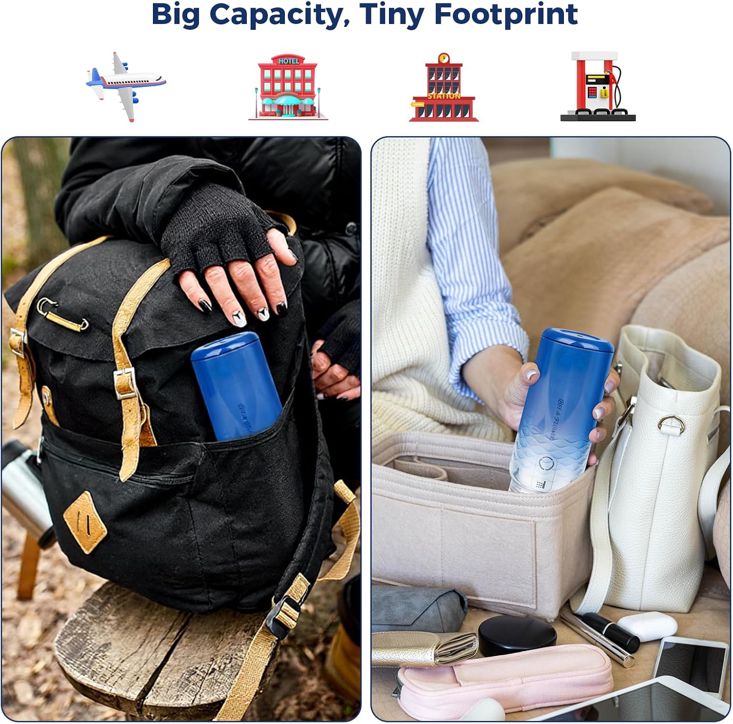 Portable Bidet for Travel - 320ml Rechargeable Handheld Travel Bidet with 800mAh Battery | IPX7 Waterproof Toilet Sprayer | Personal Hygiene Sprayer for Women & Men，Blue