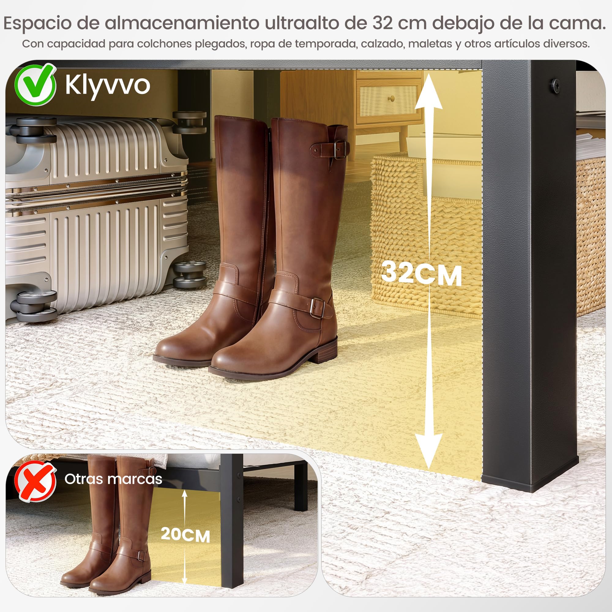 Cama metálica 90 x 200 cm con somier láminas Malla metálica Capacidad Carga de 400 kg cabecero 96 cm Espacio Almacenamiento Debajo la Cama no Requiere colchón de muelles Color Negro Moderno.