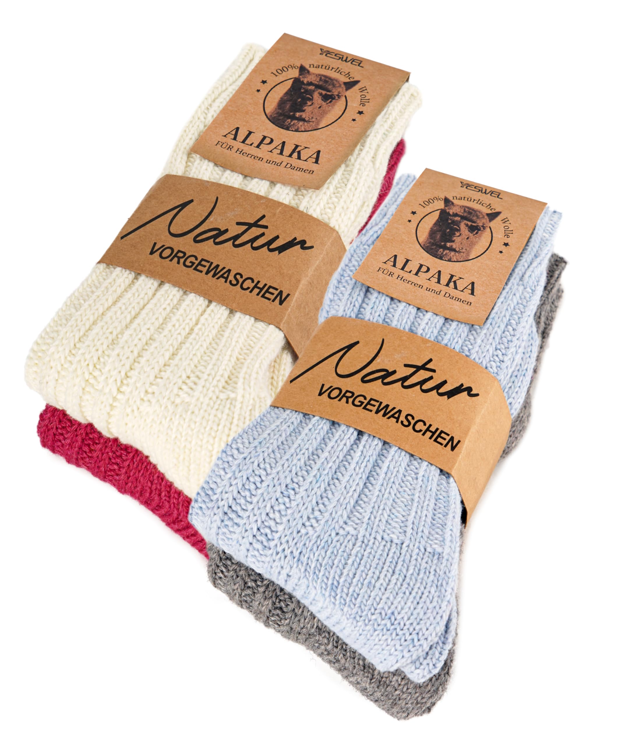 YESWEL Calcetines de Alpaca para Hombre y Mujer Termicos Transpirables Extra Cálidos Lana Gruesa Antideslizantes Invierno