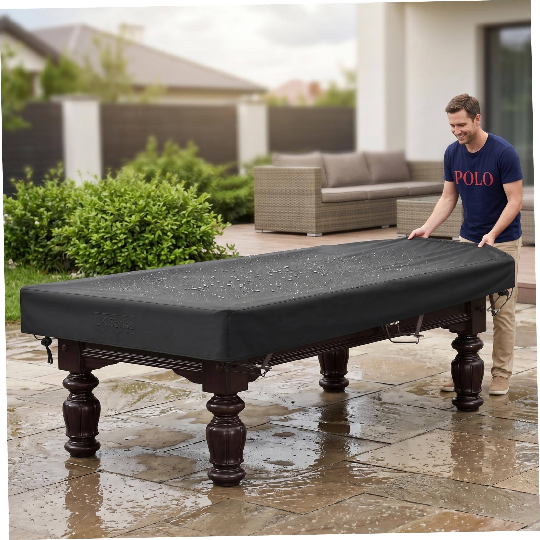 Comebachome 245*140*20Cm Pool Table Cover 8 Feet Outdoor Table Covers Waterproof 210D Oxford Fabric Dustproof Fits Standard 8Ft Billiard Tables (96.46X55.12x7.87 Inch) - Black, Décorations D'été