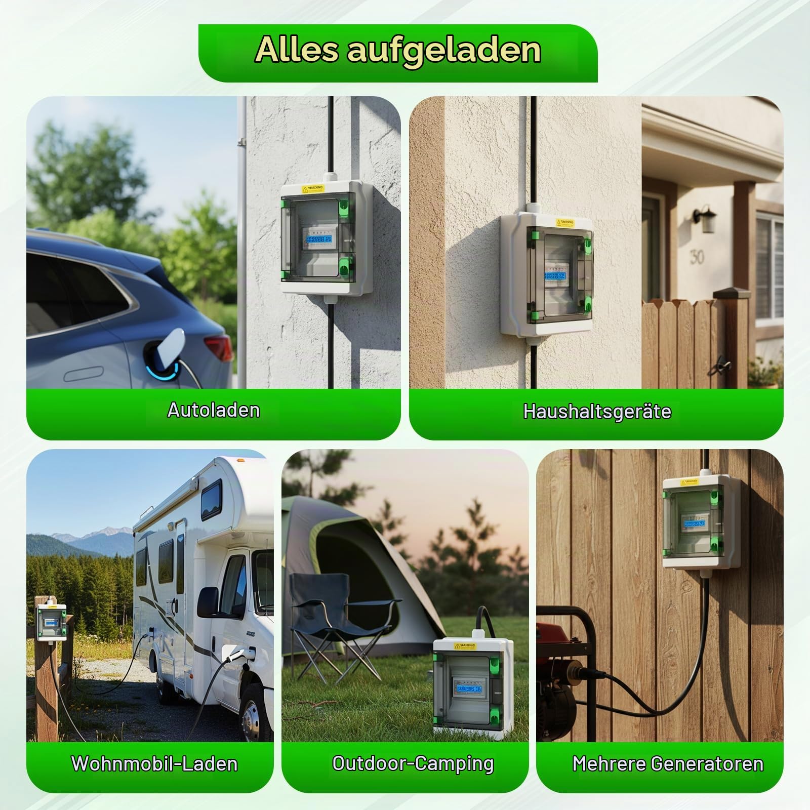 Mobiler Stromzähler 3 Phasen, 32A 380V Mobiler Digitaler Digitalzähler mit CEE Stecker und Kupplung, Digitaler Zwischenzähler mit Reset, IP65 Wasserdichtem Gehäuse