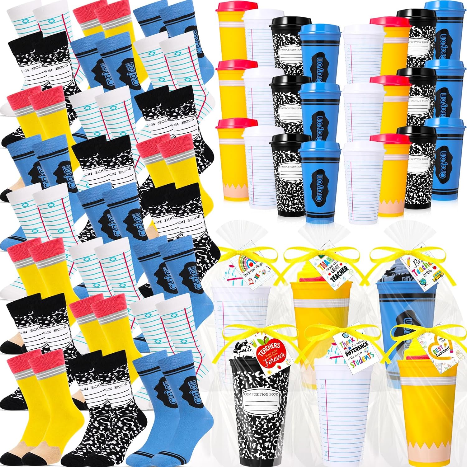 Cutecrop Nurses' Day Teachers' Day 16 oz Coffee Cup Fuzzy Socks Set with Cards for DIY Women Nurses Teachers Gifts