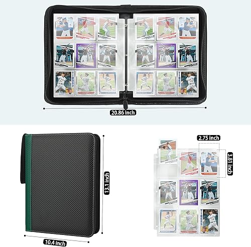 Miniatura 2 de 9 Pockets Trading Card Binder with Sleeves Card Organizer, 900 Double Sided Pocket PU Card Collection Binder, Baseball Binder,for Sports Card, MTG,