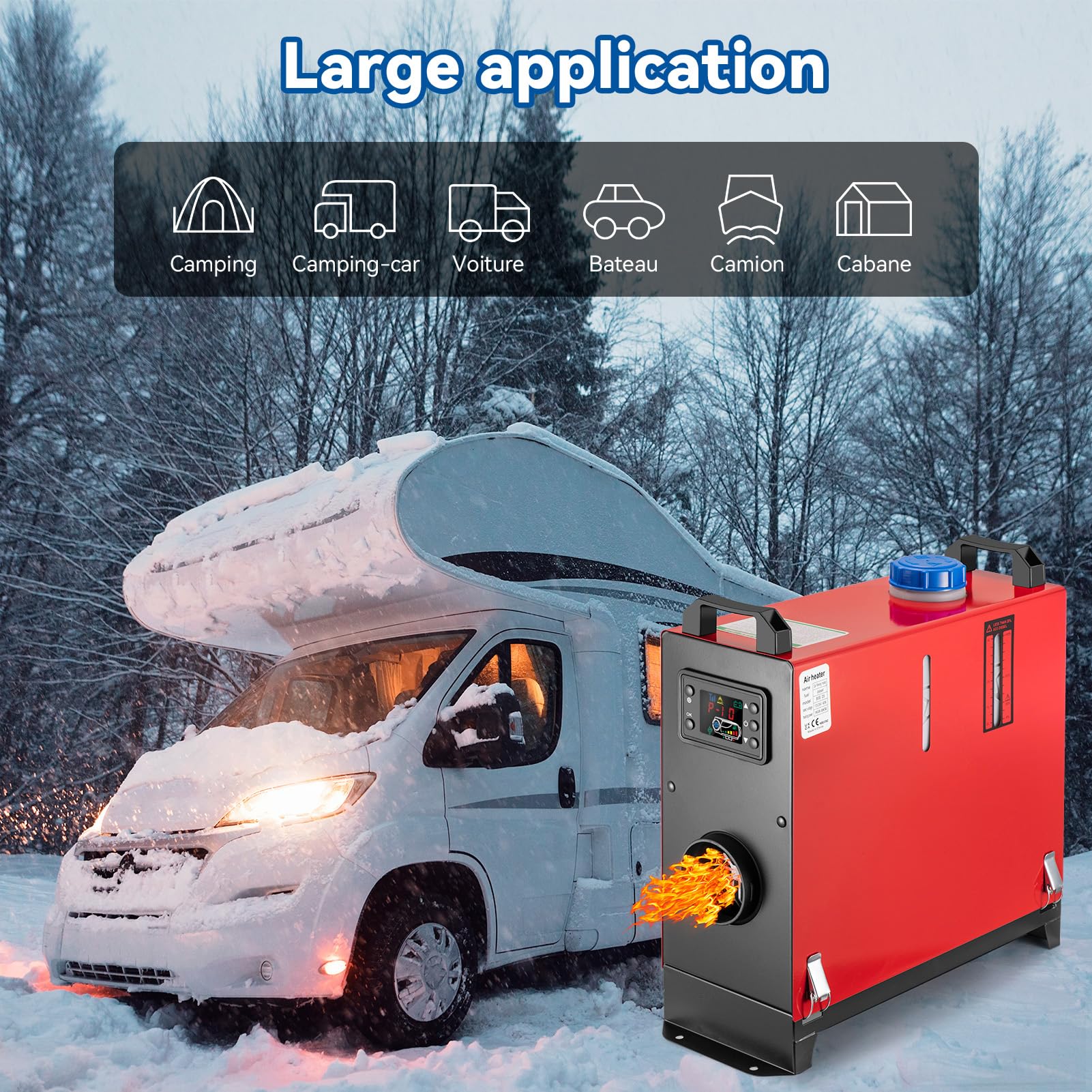 Redriver Standheizung Diesel 8KW, 12V/24V Lufterhitzer, Air Diesel Heizung mit Schalldämpfer, 0.1-0.25L/h, LCD Schalter u. Fernbedienung für Auto RV Boote LKW KFZ PKW Wohnmobil