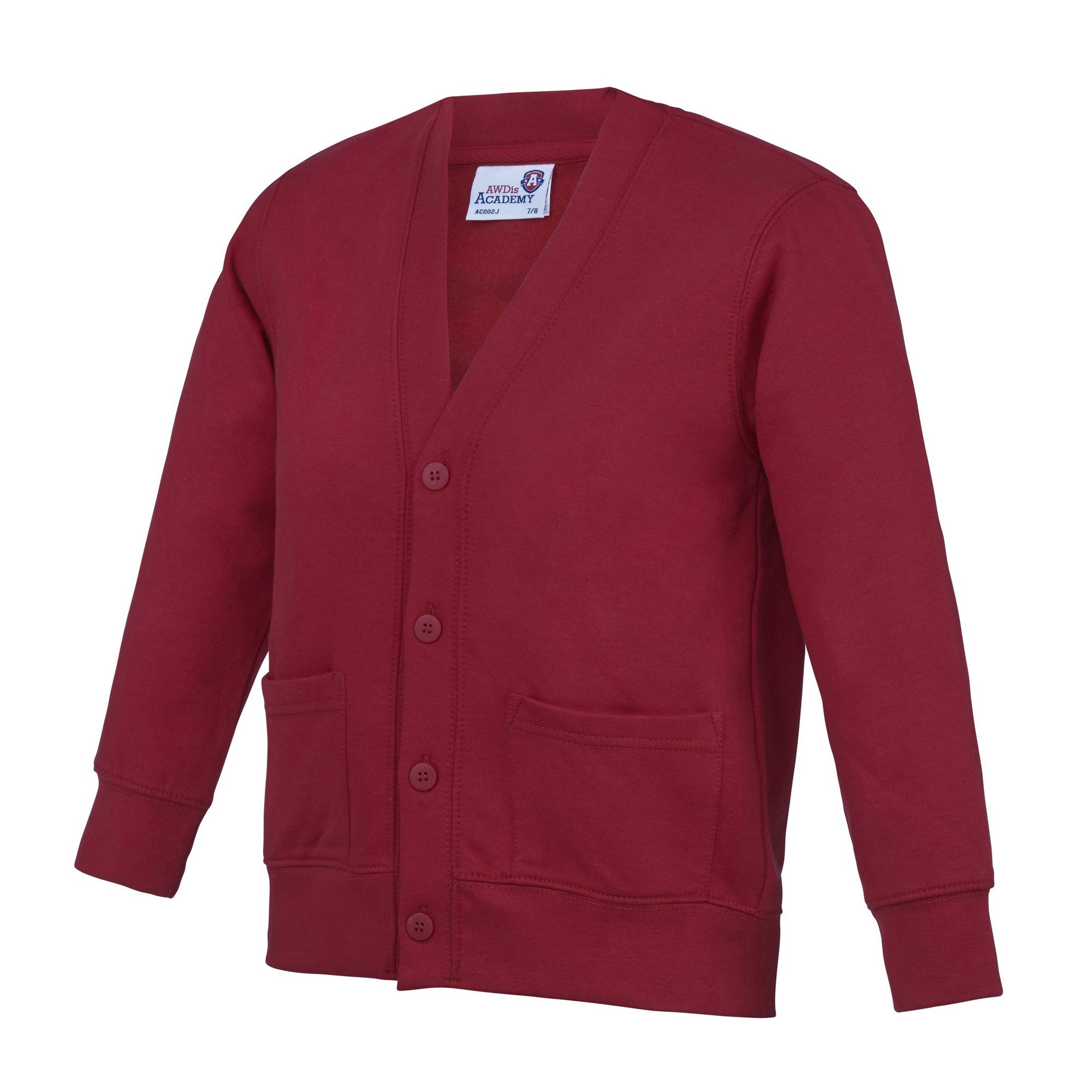 AWDis Boy's Kids Academy Cardigan School Top, Red (Academy Burgundy), 13 Years (Manufacturer Size:XX-Large)