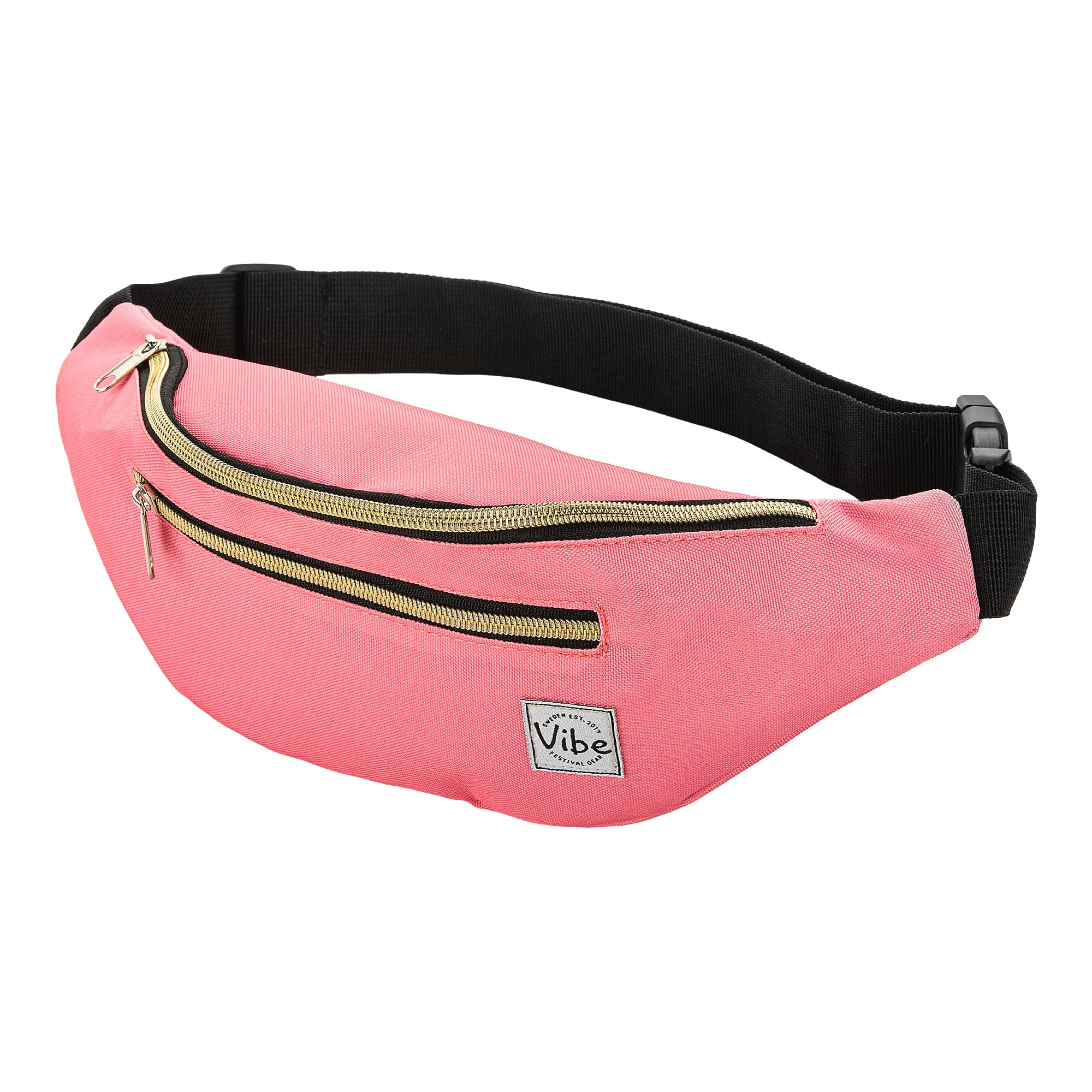 Vibe Fanny Pack for Men Women - Many Prints - Black Holographic Silver Gold Cute Fanny Pack for Festival Rave, Pink, Fits Most โ image 1