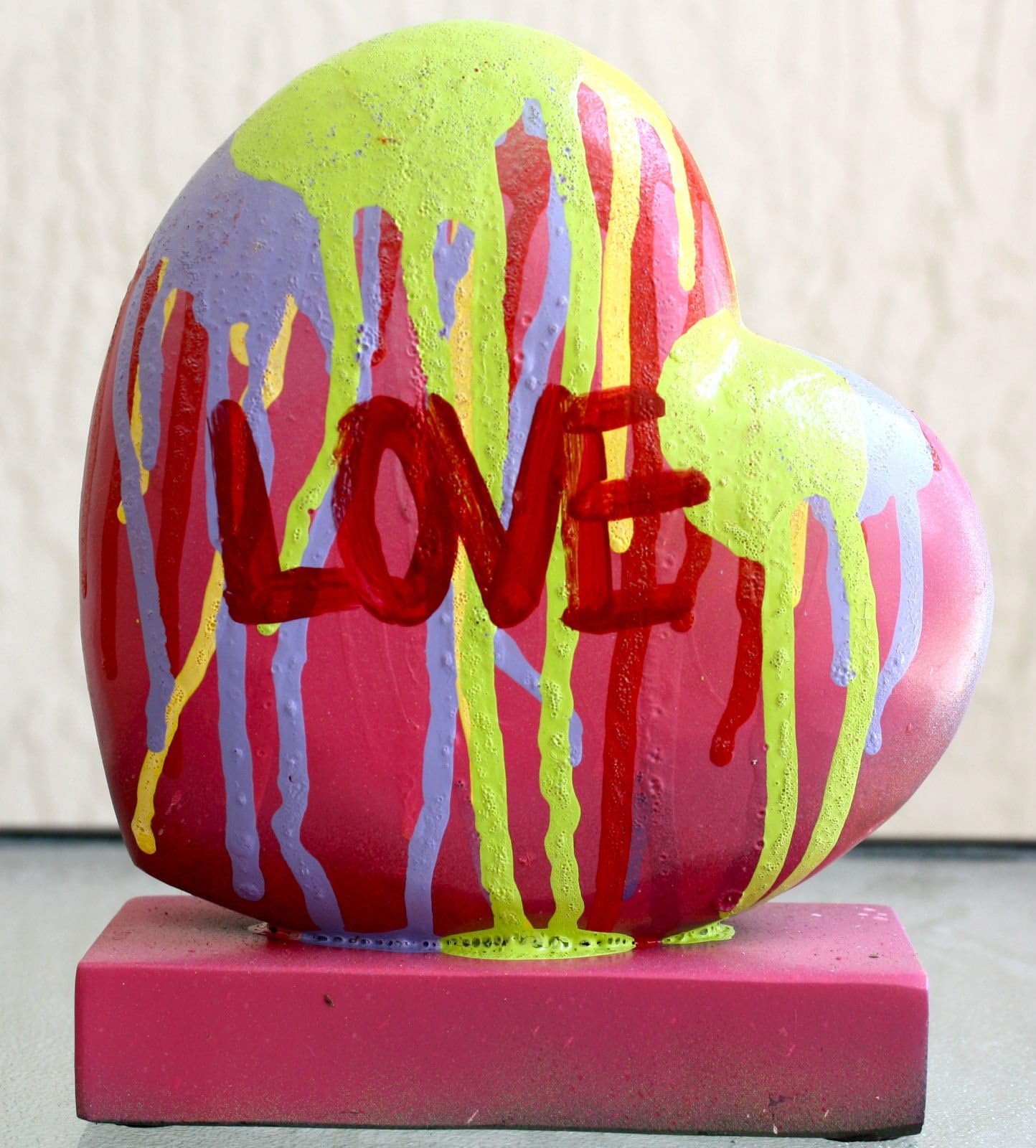 LOVE HEART 6" x 7" x 2" ART ABSTRACT EXPRESSIONISM SCULPTURE MODERN FINE POP