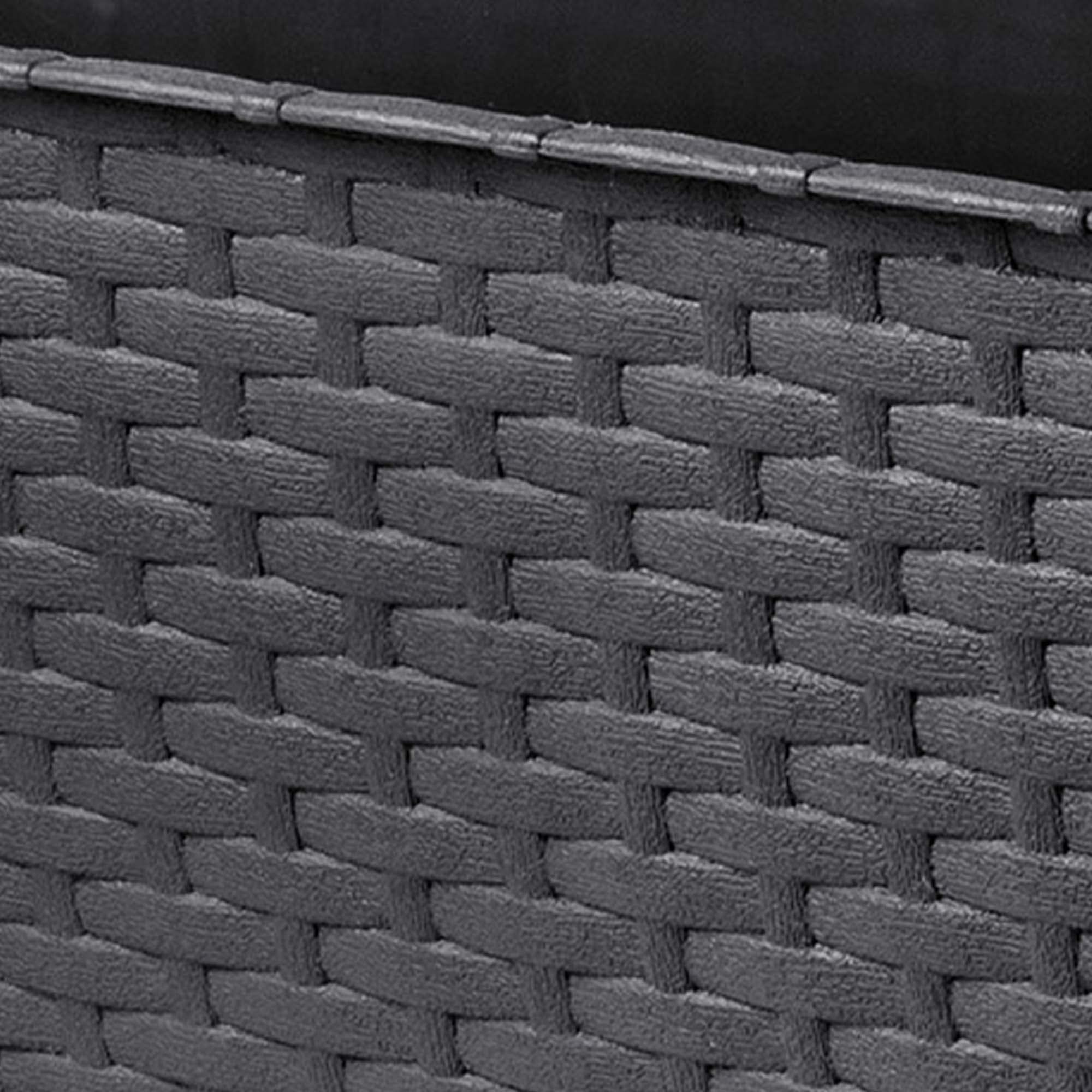 KADAX Macetas de Plástico Imitación Ratán, Maceteros Rectangulares con Platillos y Soportes para Exterior, Jardineras Colgantes (4: Antracita, 60 cm, Aprox. 48L)