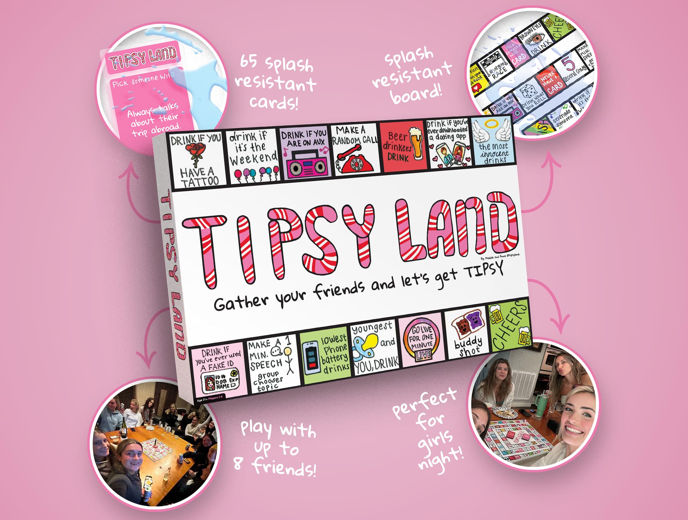 Tipsy Land Your New Favorite Party Board Game, 75+ Unique Spaces for Calling Out Friends, Silly Dares & Confessions, and Mini Competitions - Image 2