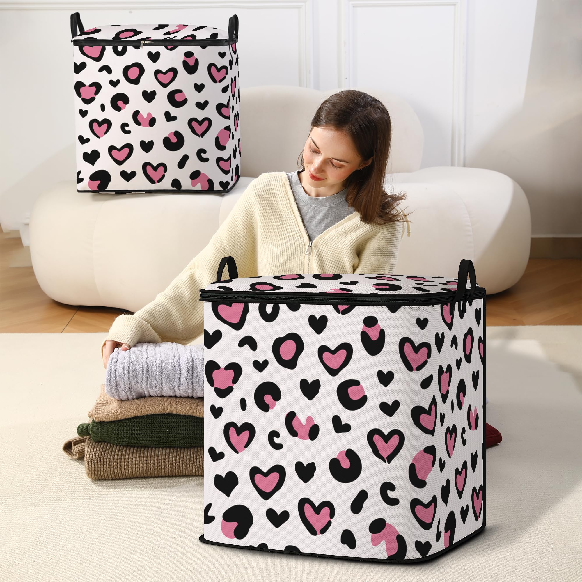 Bolsa grande de almacenamiento de edredón con cremallera, organizador de armario para ropa, mantas, edredones, almohadas, bolsas de almacenamiento de tela con asas portátiles (paquete de 2)