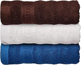 100% Bamboo Face Towel - Ultra-Soft & Highly Absorbent Towels for Face Cleansing, Makeup Removal, and Baby Care & Gym | 12 X 12 Inches | 550 GSM (Pack of 3 Brown, White & Blue)