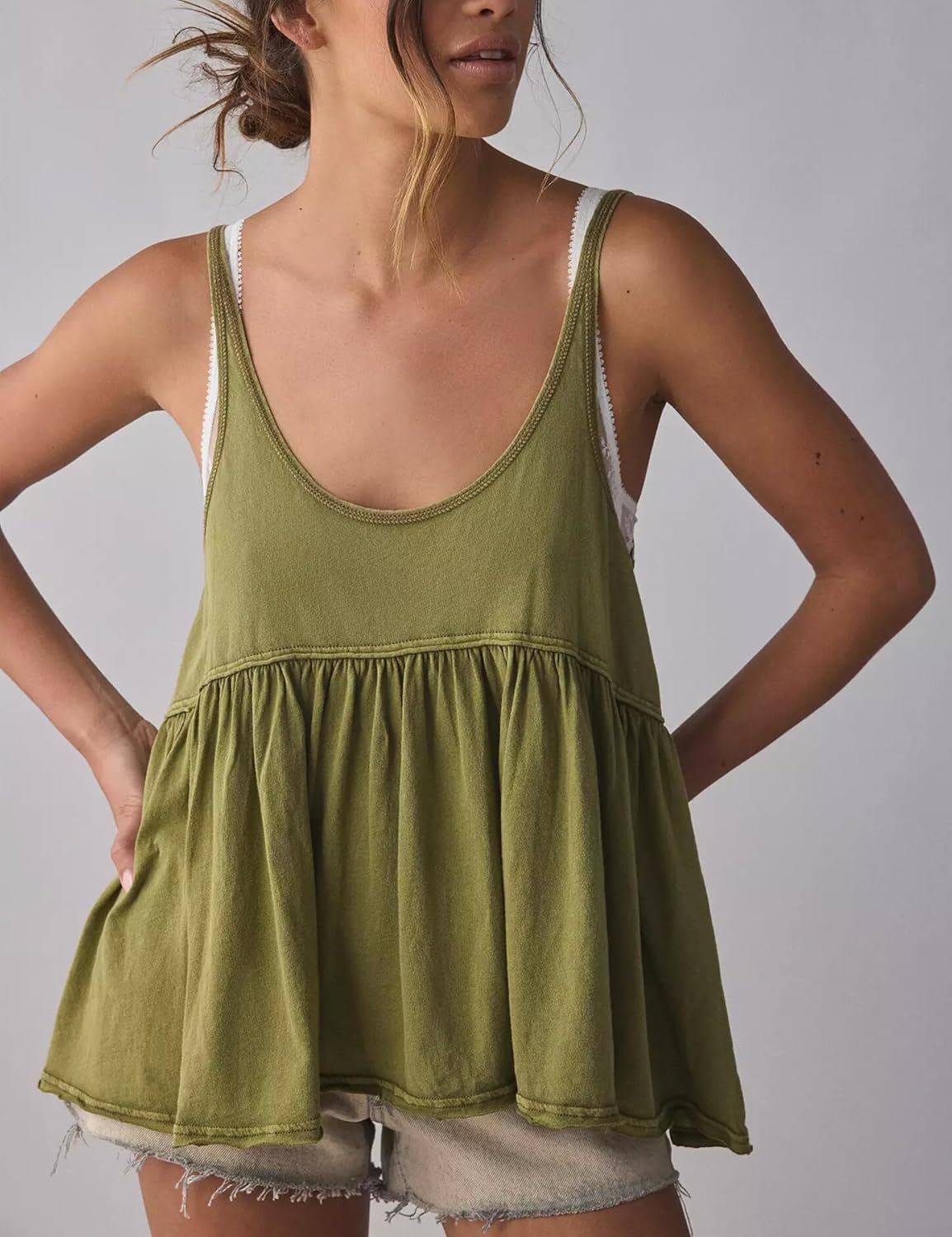 Lumister Womens Cute Babydoll Tops Sleeveless Ruffle Strap Causal T Shirts Tank Summer Tops 2025 - Image 2