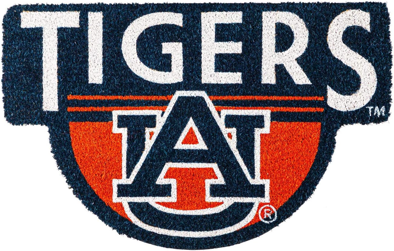 Team Sports America Officially Licensed NCAA Fan Gear Auburn University, Shaped Coir Door Mat Floor Mat Sports Accessories and Gift for Home Office and Fan Cave