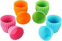 Vista 1 de Bakerpan Mini soportes de silicona para cupcakes, mini forros para cupcakes, tazas de pastelería y postre, paquete de 24 (multicolor)