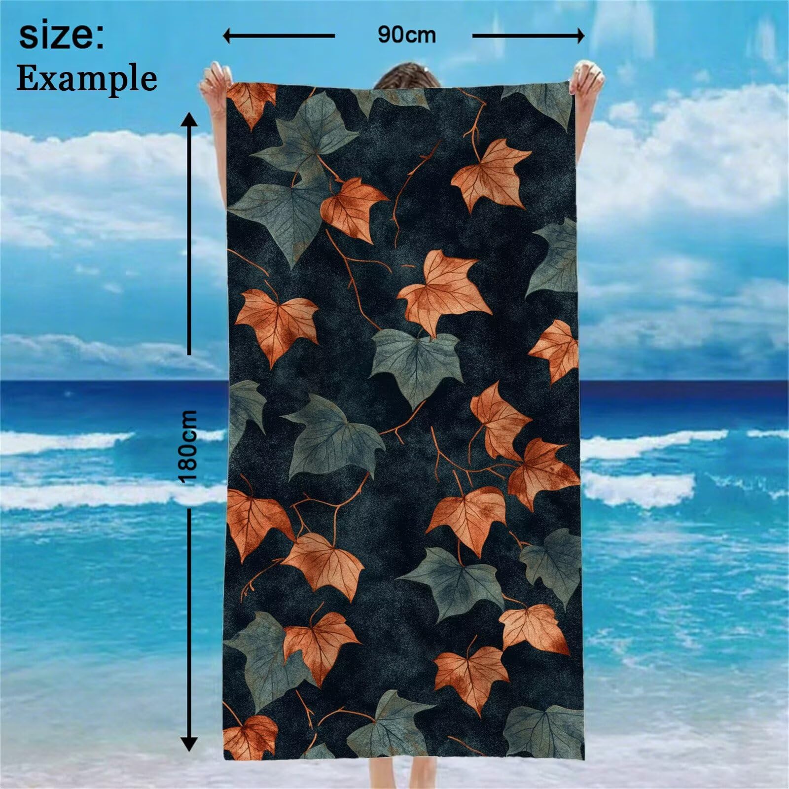 Blume Mikrofaser Handtuch Anlage Strandtuch XXL 90x180cm, Saugfahig und Schnelltrocknendes Microfaser Handtücher, Yoga Handtuch Rutschfest, Strandmatte fur Badezimmer, Strand, Reise, Schwimmen VQ-812
