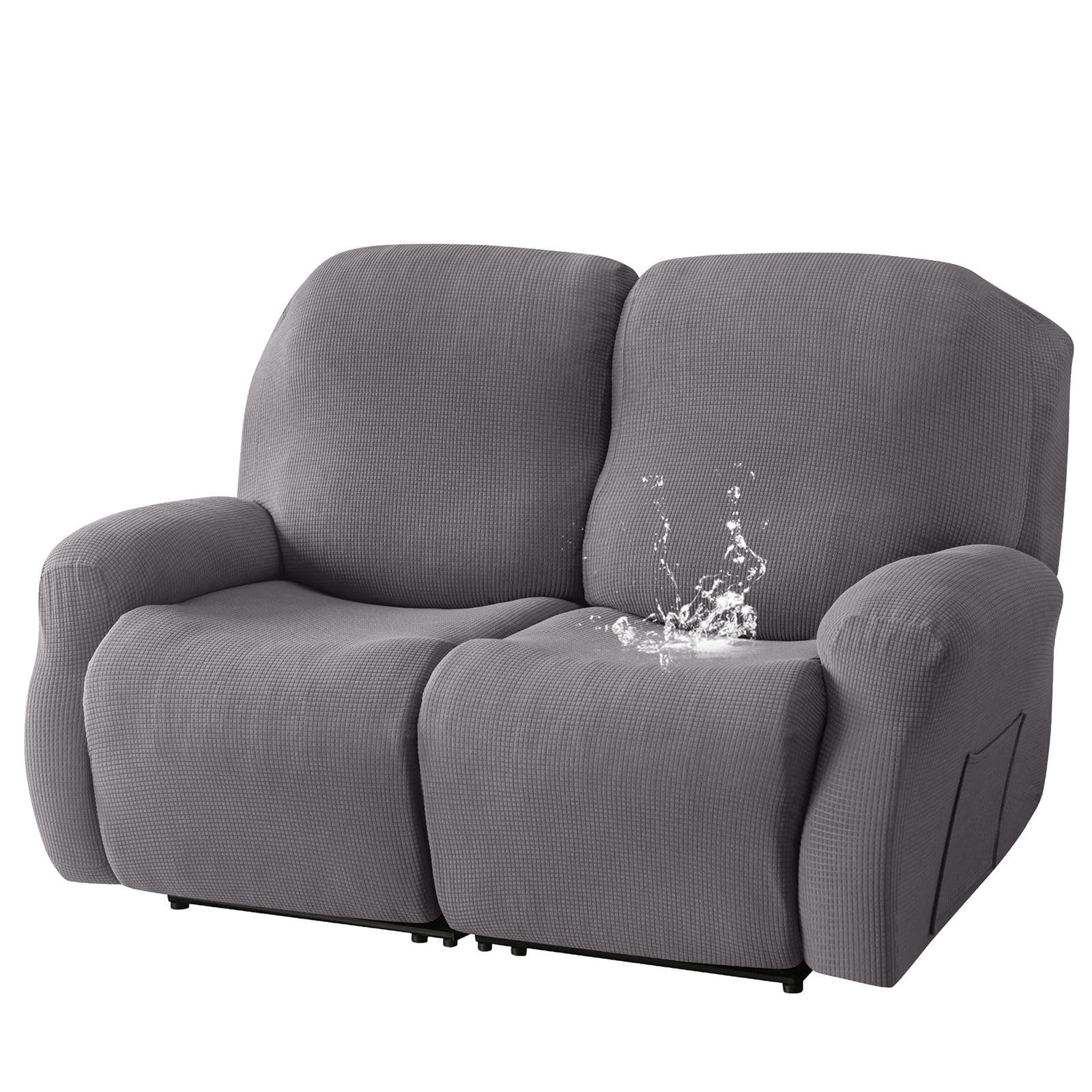 Funda reclinable elástica gris oscuro de 2 plazas ideal para tardes de cine