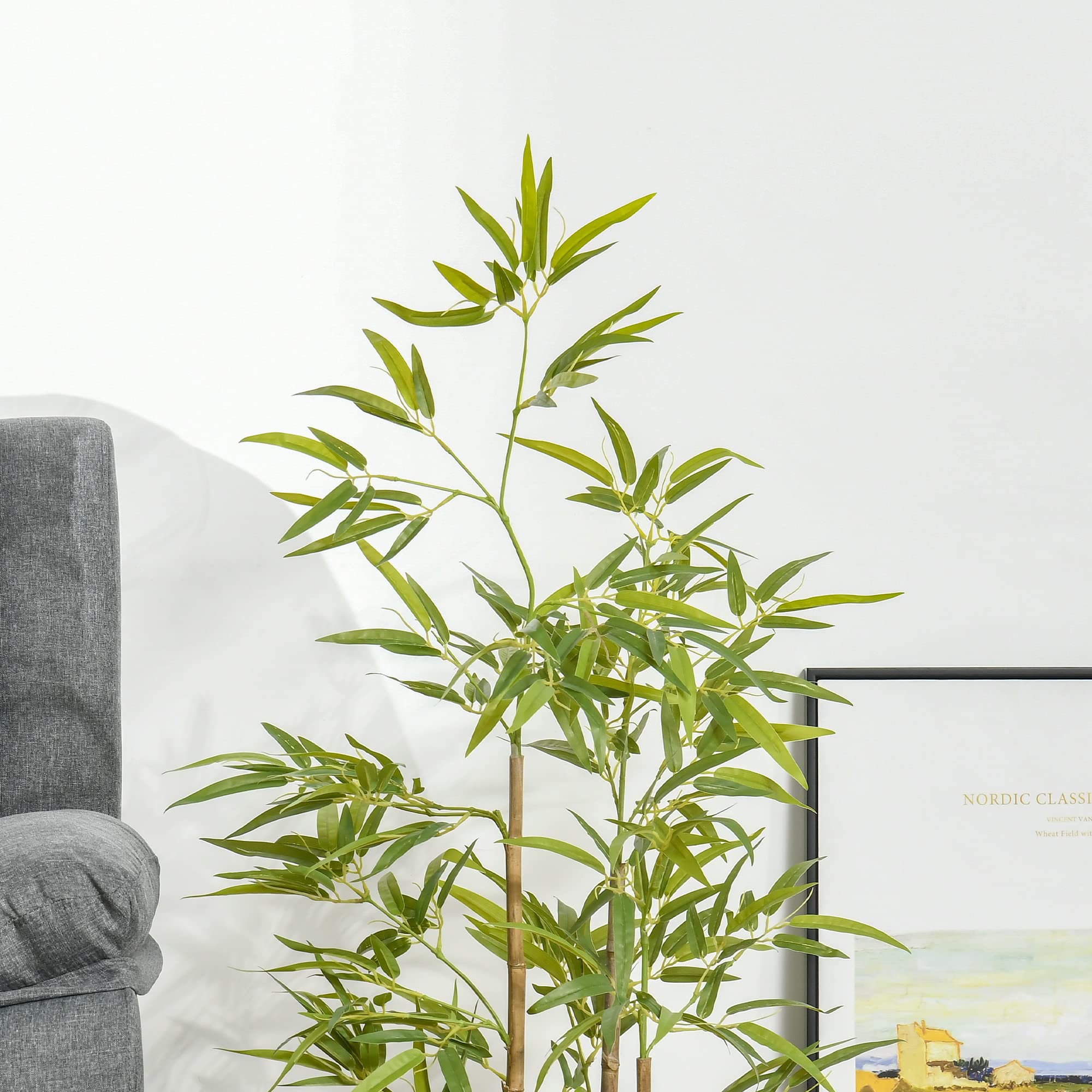 HOMCOM Pianta Artificiale da Interno 120cm in Vaso con 336 Foglie | Pianta Finta di Bambù Realistica, per Interno ed Esterno