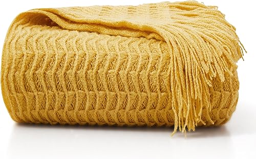 Miniatura 7 de Counfeisly Manta de punto acrílico con motivos de concha marrón, manta de cama suave, ligera y transpirable, para cualquier cama para todas las