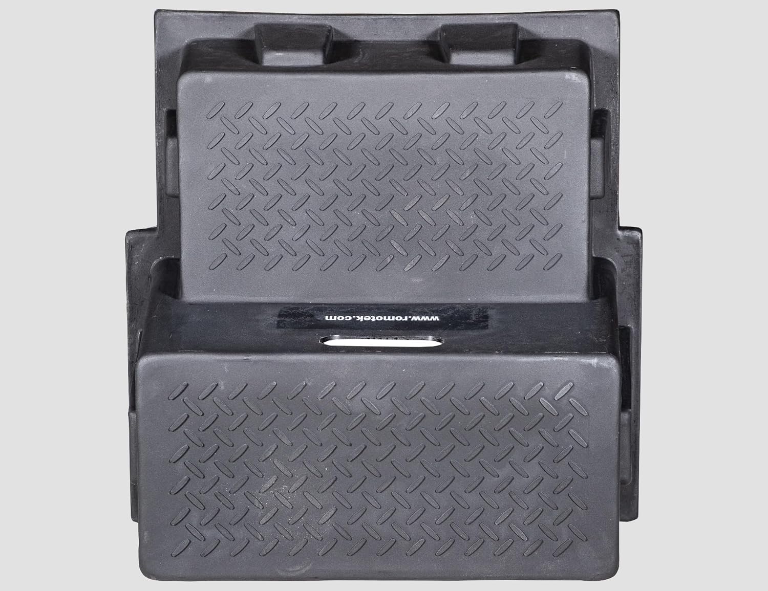 Romotech 82122085 Multi-Purpose Polymer Step Stool - 21 in W x 16 in H - Lightweight, Non‑Slip, Stackable UV‑Stable Plastic Step Ladder for RV, Campers, Pets, Hot Tubs, & More, Made in USA