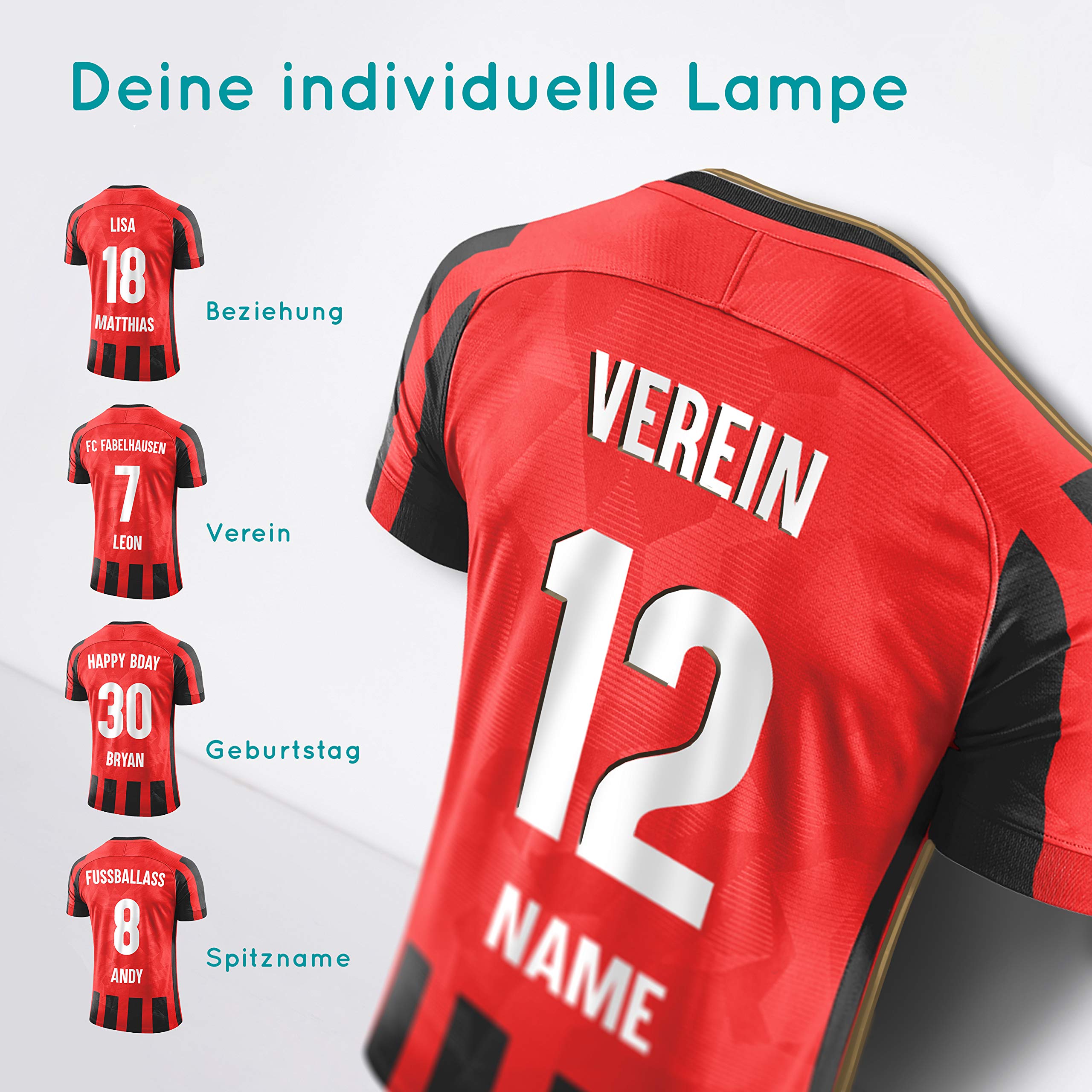 Elbeffekt Trikotlampe für Mailand Fans aus Holz - personalisierbares Geschenk - schenke Dein individuellen Mailand Fanartikel aus Echtholz