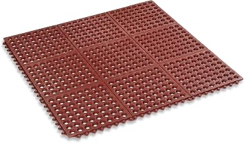 Kempf Rubber Anti-Fatigue Drainage Mat, Interlocking for Wet and Dry Areas, 36-Inch by 36-Inch, Red