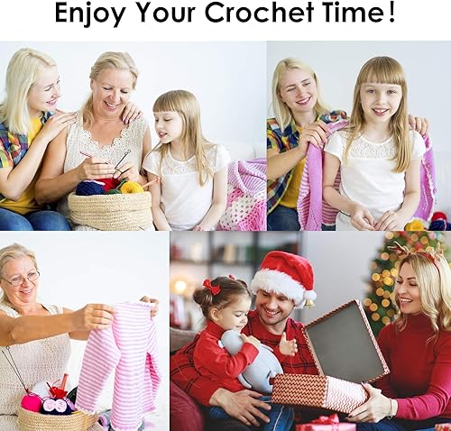 Miniatura 7 de Juego de ganchos de ganchillo, agujas de tejer con mango de aluminio para manos artríticas, agujas de ganchillo para manualidades de hilo, bonito