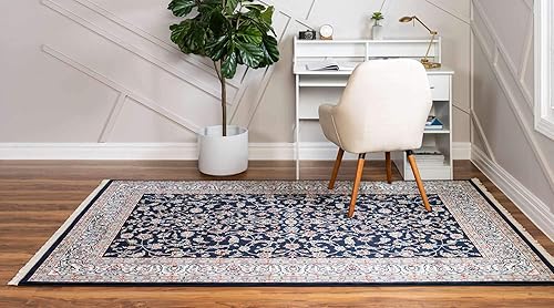 Miniatura 3 de Unique Loom Narenj Collection - Alfombra clásica con diseño de medallón texturizado tradicional, 10 x 13 pies, 1 pulgada, rectangular, azul