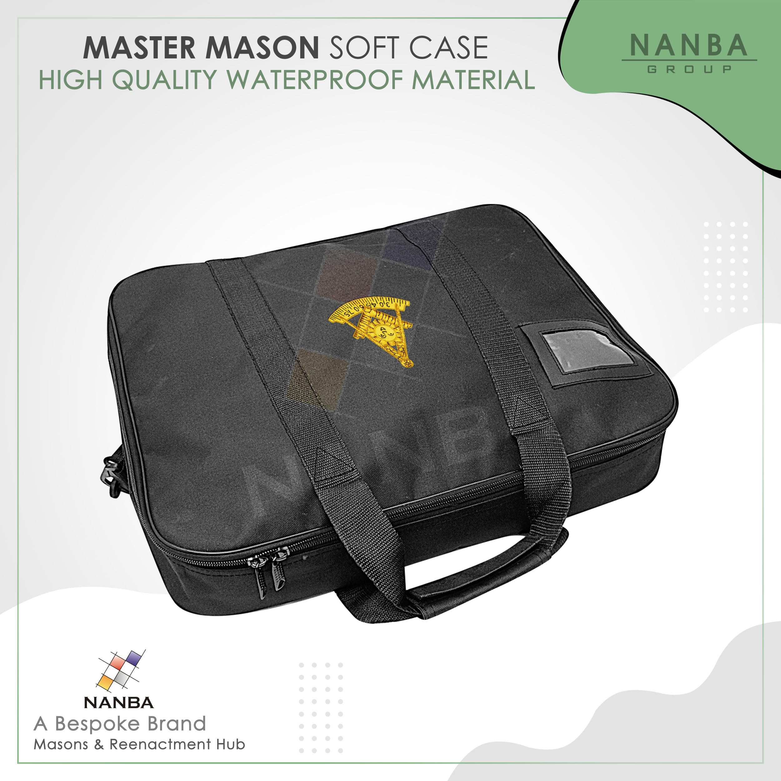 MASONS & REENACTMENT HUB – Past Master Gold Ricamo a Mano | Borsa Massone in Similpelle con Tracolla & Tasca Interna