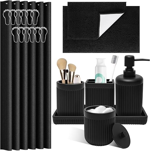 Miniatura 18 de Juego de 5 accesorios de baño de mármol blanco de resina, dispensador de jabón de loción, soporte para cepillo de dientes, vaso de baño, soporte