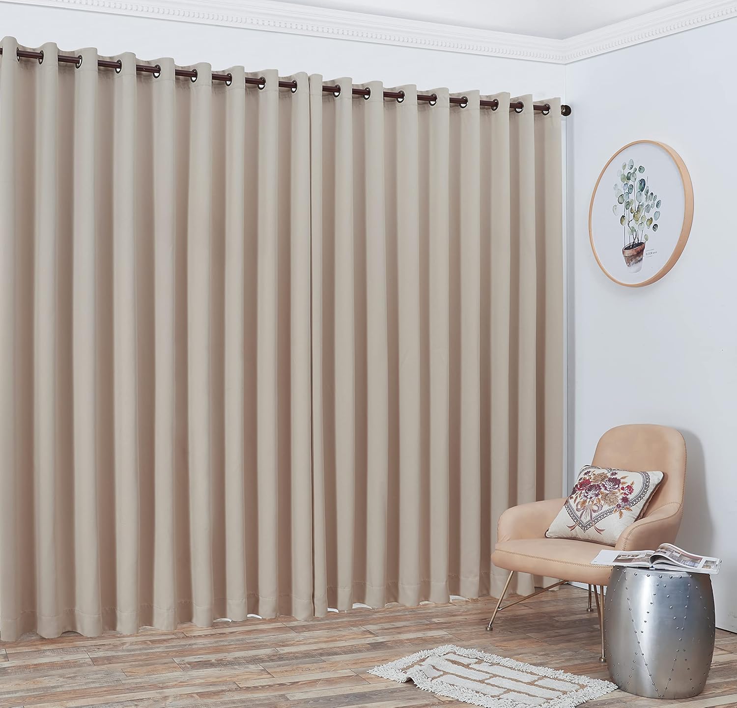 LinenZone Cream Ivory Extra Wide Curtain Panels with 2 Matching Tie-Backs. Use As Wall Curtains, Curtain Room Dividers, Portable Office Walls Dividers, Dividers for Bedroom. (Nicole 108 x 132 Ivory)