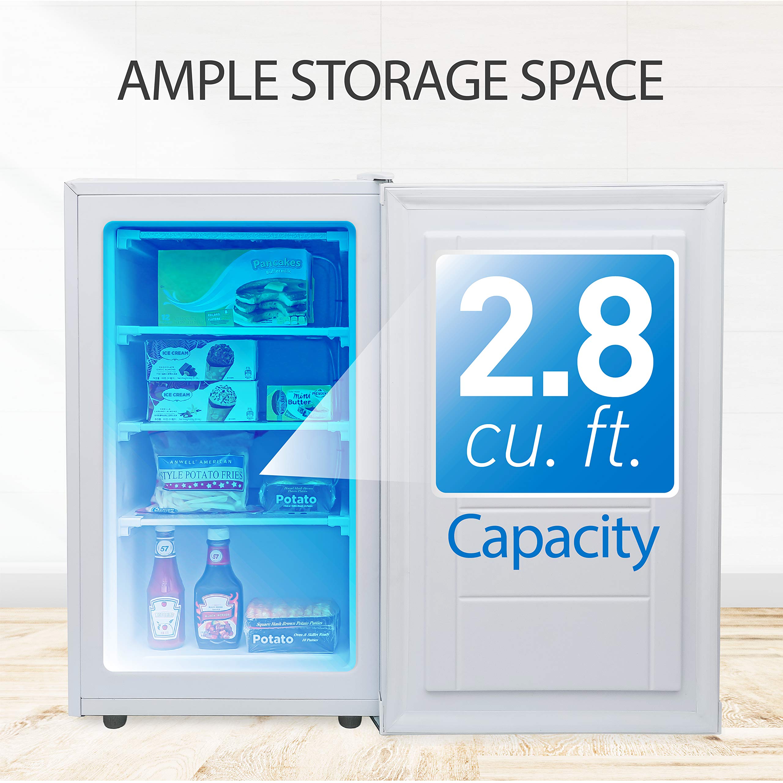 Commercial Cool Upright Freezer, Stand Up Freezer 2.8 Cu Ft With Reversible Door, White With Vcm Door on Fridge.com - View 5