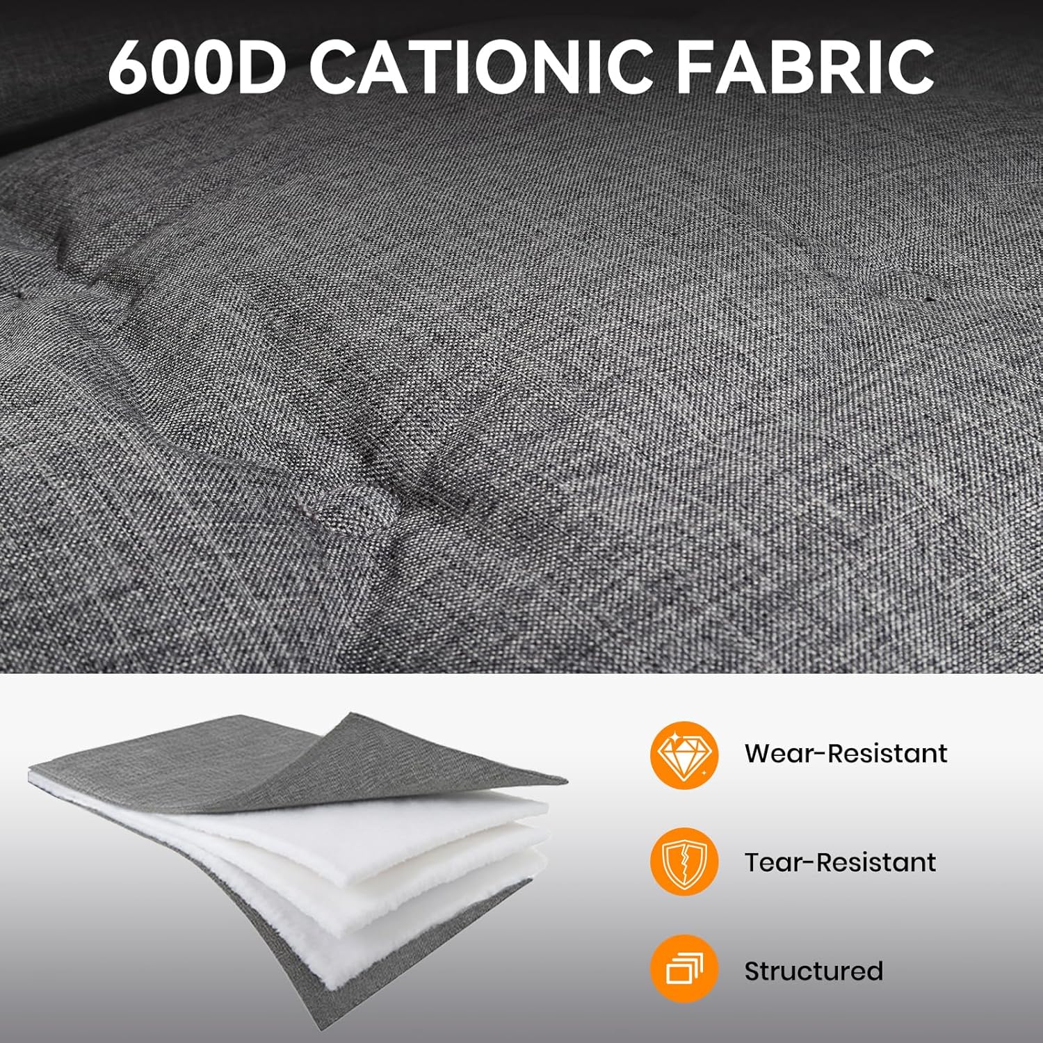 Oversized Rocking Camping Chair Folding Rocking Chair with High Back Padded Outdoor Rocking Chair Heavy Duty Portable Rocker Chair for Camping, Lawn and Patio, Supports Up to 400 lbs, Grey - Image 5