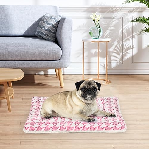 Miniatura 7 de Tapete de cama para perro, reversible, para perros medianos y pequeños, portátil y suave, lavable a máquina, para perrera de 24 pulgadas (rosa)
